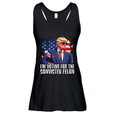 Trump Sunglasses Us Flag I Am Voting Convicted Felon Ladies Essential Flowy Tank