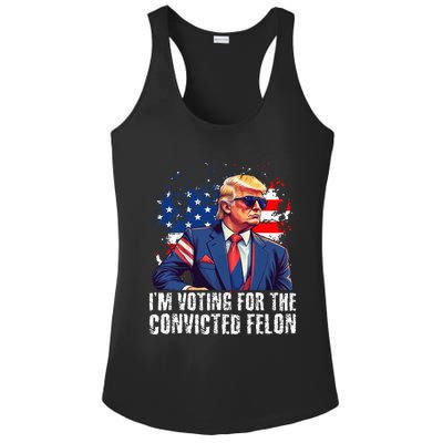 Trump Sunglasses Us Flag I Am Voting Convicted Felon Ladies PosiCharge Competitor Racerback Tank