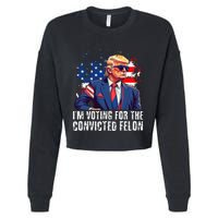 Trump Sunglasses Us Flag I Am Voting Convicted Felon Cropped Pullover Crew