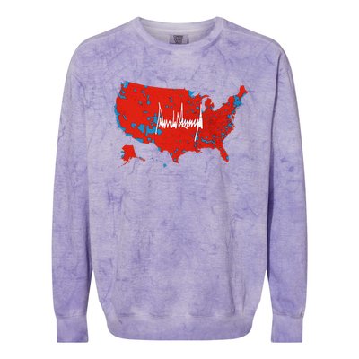 Trump Signature Usa Map Jd Vance Maga Inauguration Day 2025 Colorblast Crewneck Sweatshirt