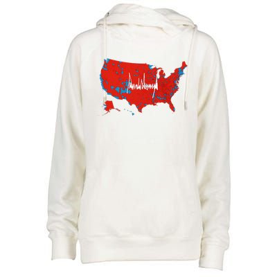 Trump Signature Usa Map Jd Vance Maga Inauguration Day 2025 Womens Funnel Neck Pullover Hood