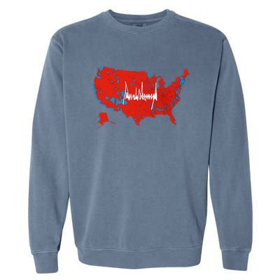 Trump Signature Usa Map Jd Vance Maga Inauguration Day 2025 Garment-Dyed Sweatshirt