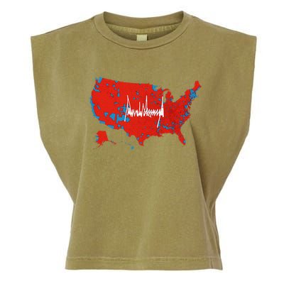 Trump Signature Usa Map Jd Vance Maga Inauguration Day 2025 Garment-Dyed Women's Muscle Tee