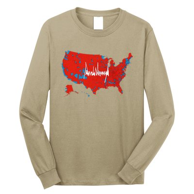 Trump Signature Usa Map Jd Vance Maga Inauguration Day 2025 Long Sleeve Shirt