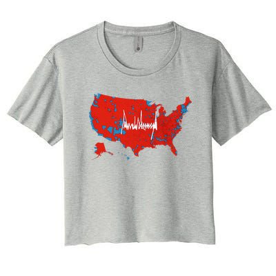 Trump Signature Usa Map Jd Vance Maga Inauguration Day 2025 Women's Crop Top Tee