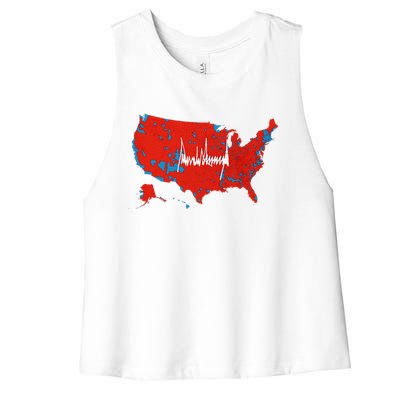 Trump Signature Usa Map Jd Vance Maga Inauguration Day 2025 Women's Racerback Cropped Tank