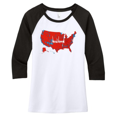 Trump Signature Usa Map Jd Vance Maga Inauguration Day 2025 Women's Tri-Blend 3/4-Sleeve Raglan Shirt