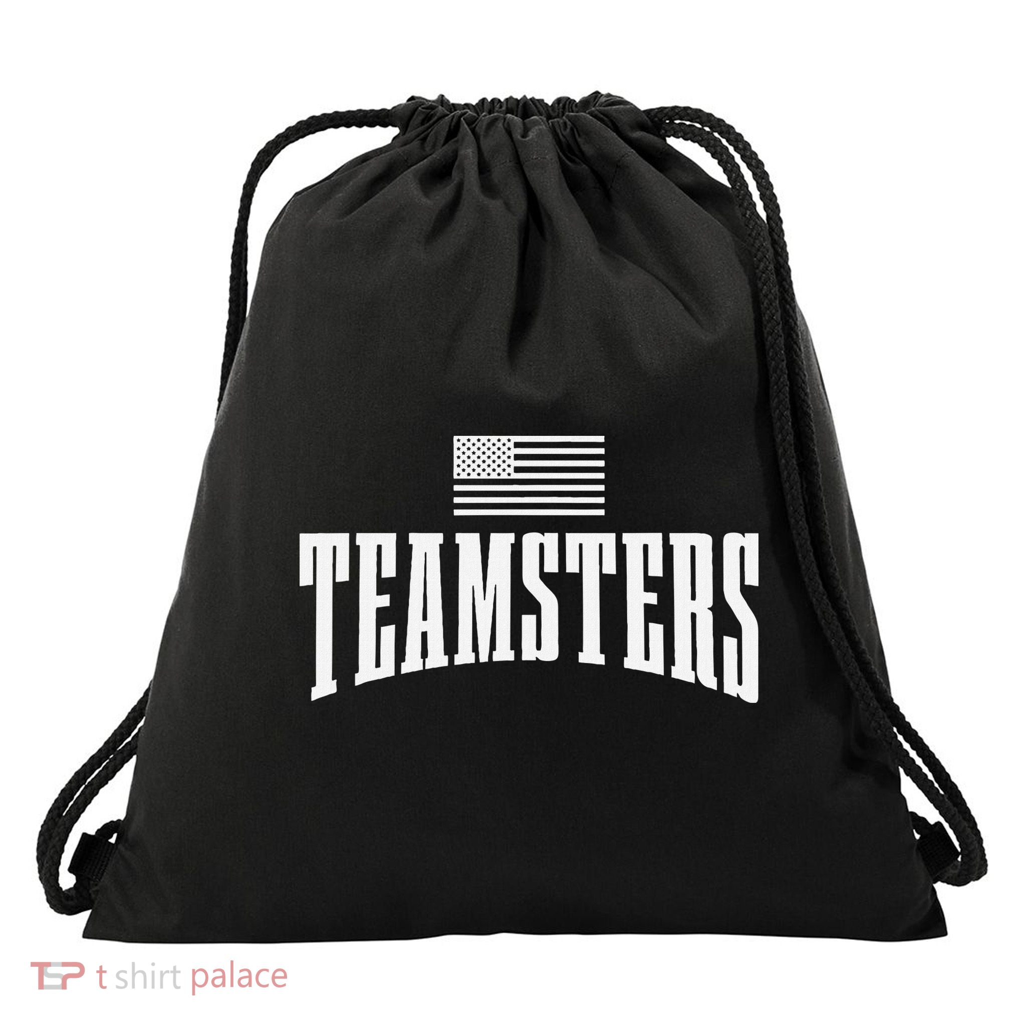 Teamsters Solidarity Union Worker Labor Protest Usa Flag Drawstring Bag