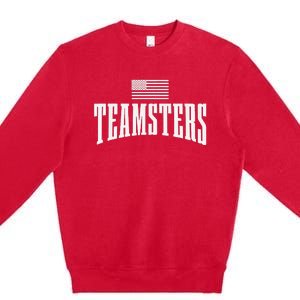 Teamsters Solidarity Union Worker Labor Protest Usa Flag Premium Crewneck Sweatshirt