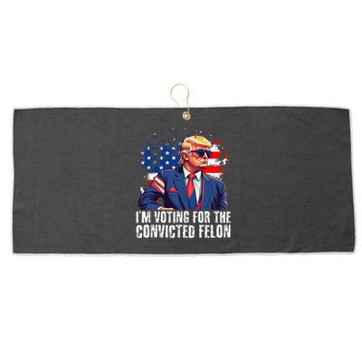 Trump Sunglasses Us Flag I Am Voting Convicted Felon Large Microfiber Waffle Golf Towel