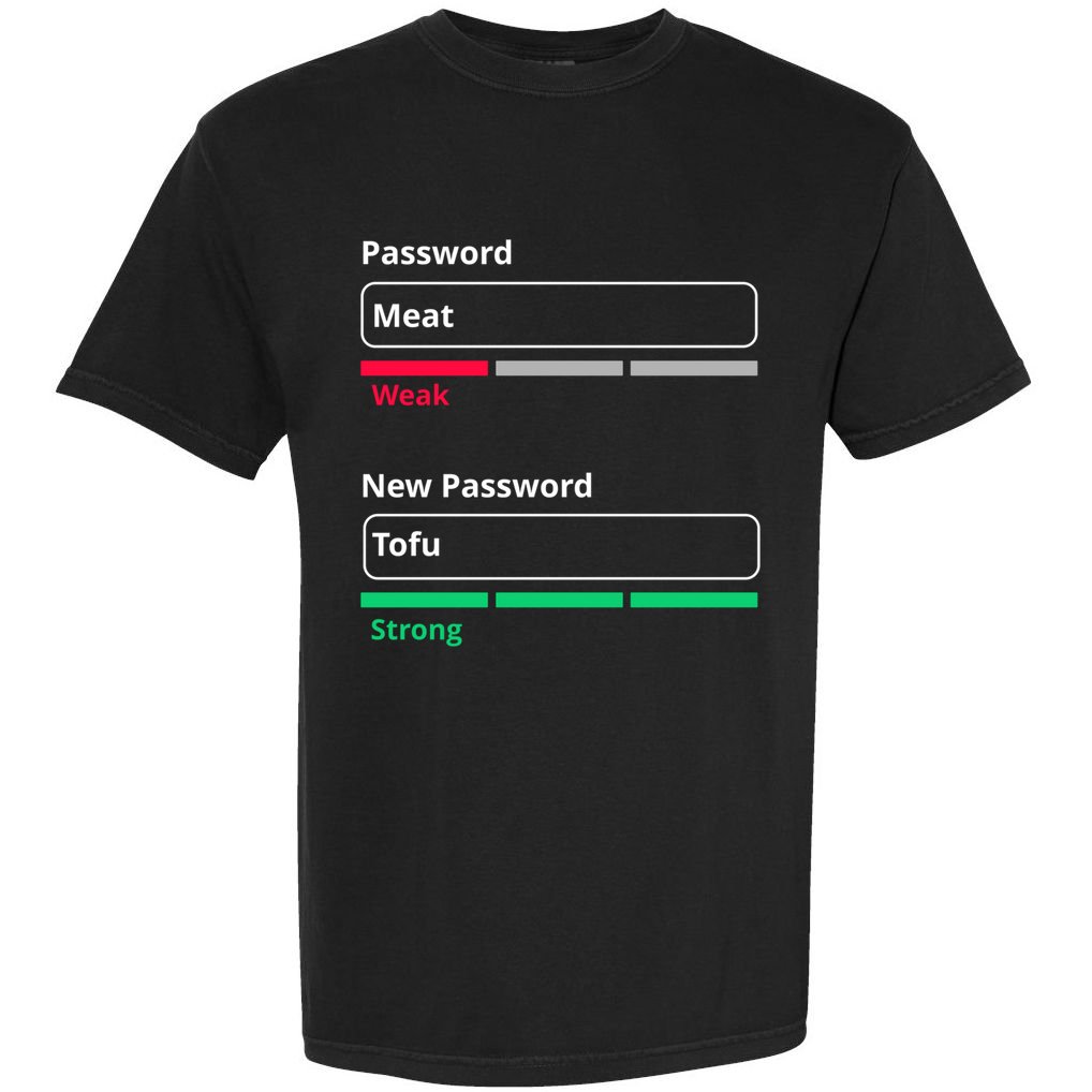Tofu Saying Vegan Meme Password Weak Strong Tofu Cute Gift Comfort Colors T-Shirt