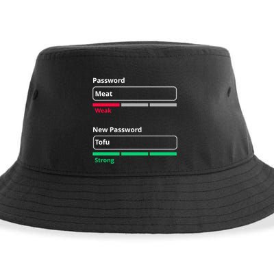 Tofu Saying Vegan Meme Password Weak Strong Tofu Cute Gift Sustainable Bucket Hat