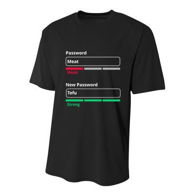 Tofu Saying Vegan Meme Password Weak Strong Tofu Cute Gift Youth Performance Sprint T-Shirt