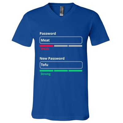 Tofu Saying Vegan Meme Password Weak Strong Tofu Cute Gift V-Neck T-Shirt