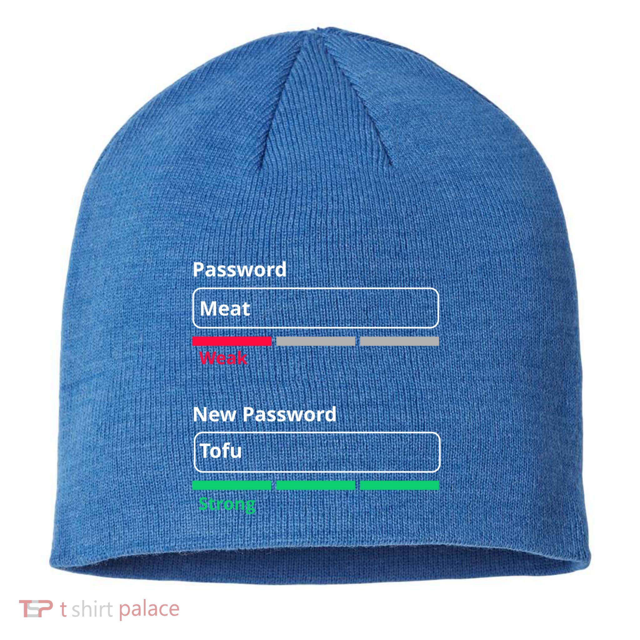 Tofu Saying Vegan Meme Password Weak Strong Tofu Cute Gift Sustainable Beanie