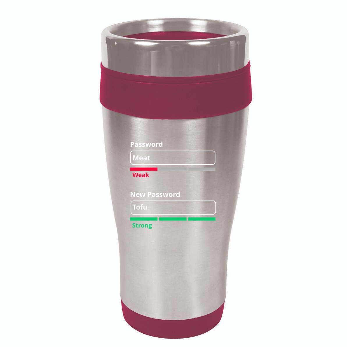 Tofu Saying Vegan Meme Password Weak Strong Tofu Cute Gift 16oz Travel Tumbler