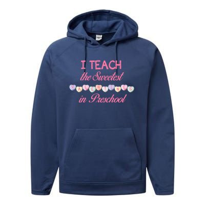 Teacher Sweetest Valentines Day Preschool Cool Gift Performance Fleece Hoodie