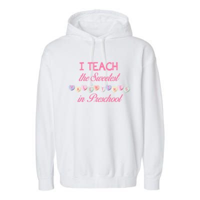 Teacher Sweetest Valentines Day Preschool Cool Gift Garment-Dyed Fleece Hoodie