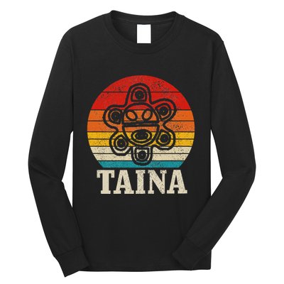 Taina Sun Vintage Puerto Rico Boricua Taino Boriken Boriquen Long Sleeve Shirt