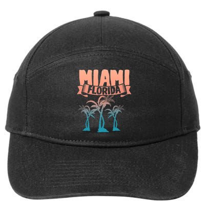 Tropical Summer Vacation Palm Trees Miami Beach Florida 7-Panel Snapback Hat