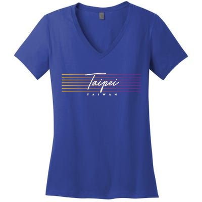 Taipei Souvenir Vintage Taiwan Meaningful Gift Women's V-Neck T-Shirt