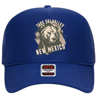 Taos Ski Valley New Mexico Bear Meaningful Gift High Crown Mesh Back Trucker Hat