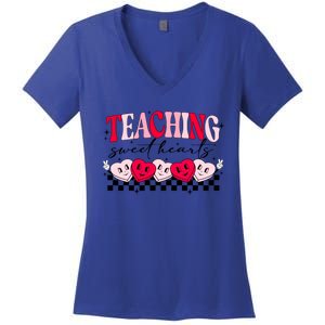 Teaching Sweethearts Valentine Day Teacher Candy Heart Gift Women's V-Neck T-Shirt