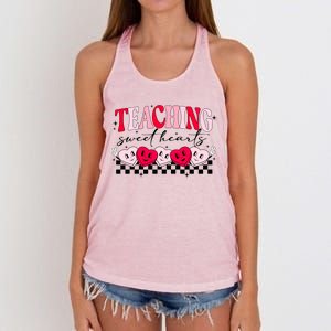 Teaching Sweethearts Valentine Day Teacher Candy Heart Gift Women's Knotted Racerback Tank