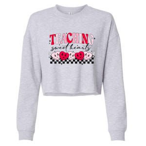 Teaching Sweethearts Valentine Day Teacher Candy Heart Gift Cropped Pullover Crew