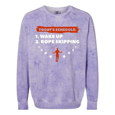 Today's Schedule Wake Up Rope Skipping Workout Exercise Cute Gift Colorblast Crewneck Sweatshirt