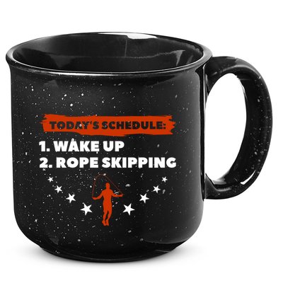 Today's Schedule Wake Up Rope Skipping Workout Exercise Cute Gift 15oz Campfire Ceramic Mug