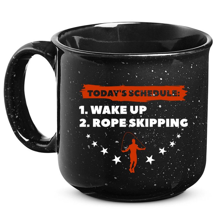Today's Schedule Wake Up Rope Skipping Workout Exercise Cute Gift 15oz Campfire Ceramic Mug