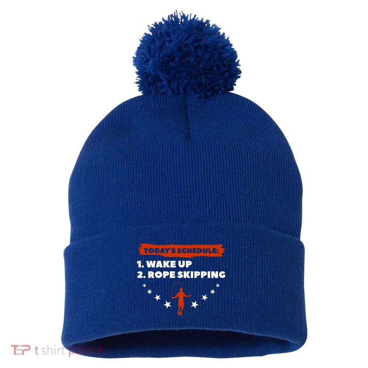 Today's Schedule Wake Up Rope Skipping Workout Exercise Cute Gift Pom Pom 12in Knit Beanie