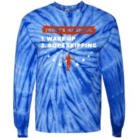 Today's Schedule Wake Up Rope Skipping Workout Exercise Cute Gift Tie-Dye Long Sleeve Shirt