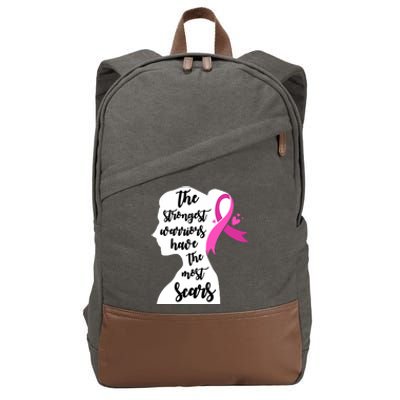 The Strongest Warriors Have The Most Scars Breast Cancer Awareness Cotton Canvas Backpack