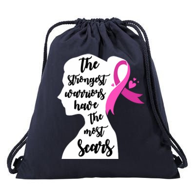 The Strongest Warriors Have The Most Scars Breast Cancer Awareness Drawstring Bag