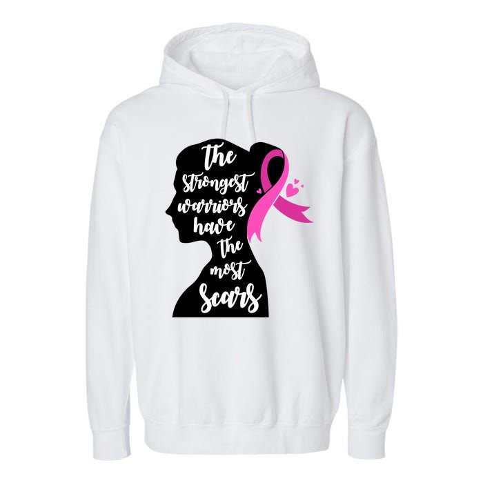 The Strongest Warriors Have The Most Scars Breast Cancer Awareness Garment-Dyed Fleece Hoodie