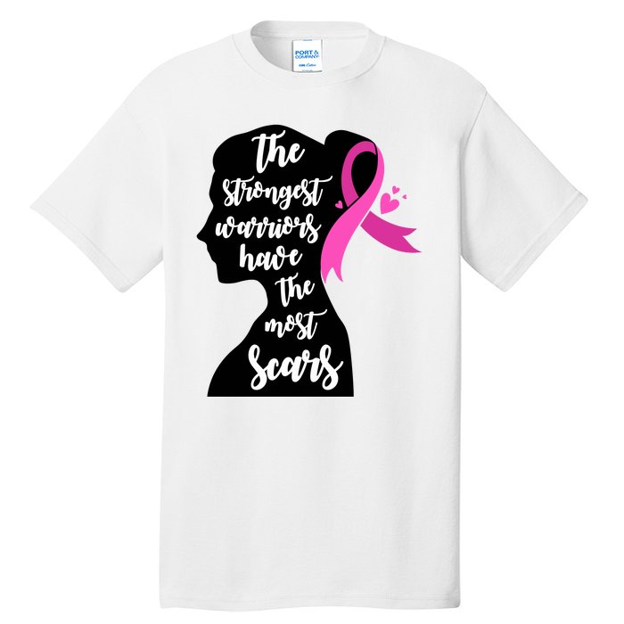 The Strongest Warriors Have The Most Scars Breast Cancer Awareness Tall T-Shirt