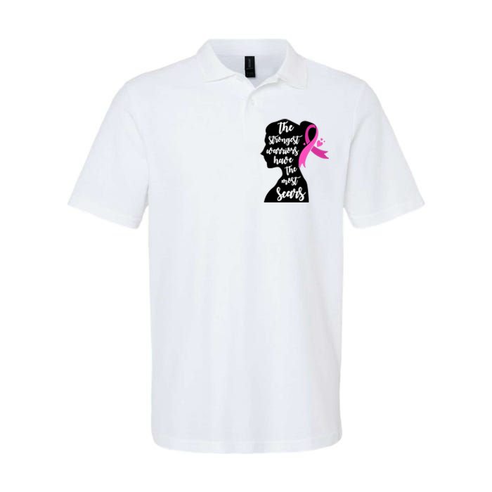 The Strongest Warriors Have The Most Scars Breast Cancer Awareness Softstyle Adult Sport Polo