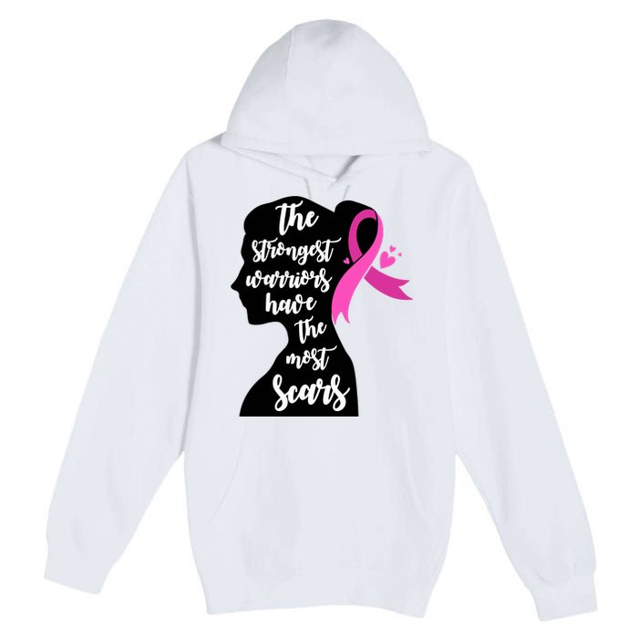 The Strongest Warriors Have The Most Scars Breast Cancer Awareness Premium Pullover Hoodie