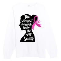 The Strongest Warriors Have The Most Scars Breast Cancer Awareness Premium Crewneck Sweatshirt