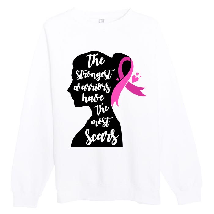 The Strongest Warriors Have The Most Scars Breast Cancer Awareness Premium Crewneck Sweatshirt