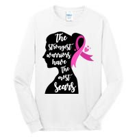 The Strongest Warriors Have The Most Scars Breast Cancer Awareness Tall Long Sleeve T-Shirt