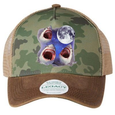 Three Shark Whites Howling Wolfs Moon Classic Art Costume Legacy Tie Dye Trucker Hat