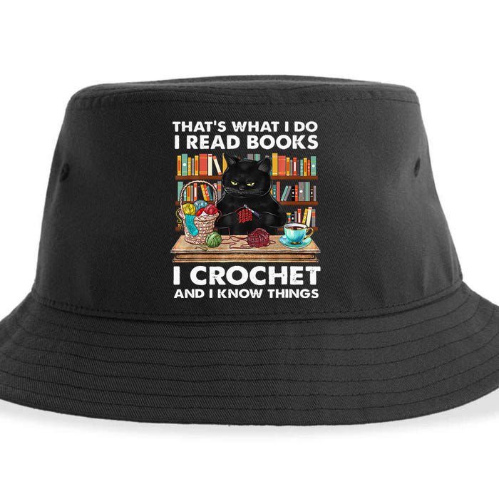 That S What I Do I Read Books Crochet And I Know Things Cat Sustainable Bucket Hat