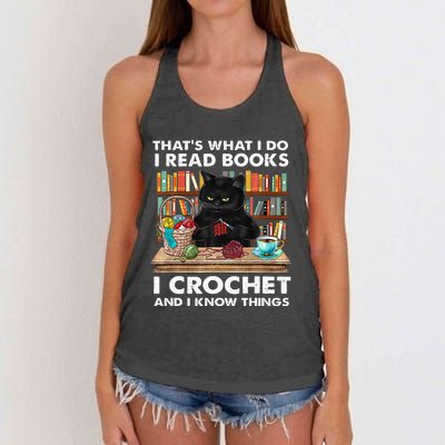 That S What I Do I Read Books Crochet And I Know Things Cat Women's Knotted Racerback Tank