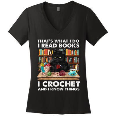 That S What I Do I Read Books Crochet And I Know Things Cat Women's V-Neck T-Shirt