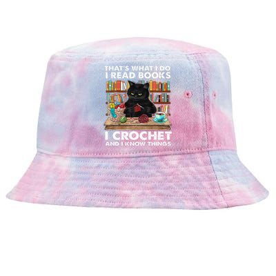 That S What I Do I Read Books Crochet And I Know Things Cat Tie-Dyed Bucket Hat