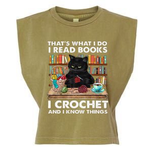 That S What I Do I Read Books Crochet And I Know Things Cat Garment-Dyed Women's Muscle Tee