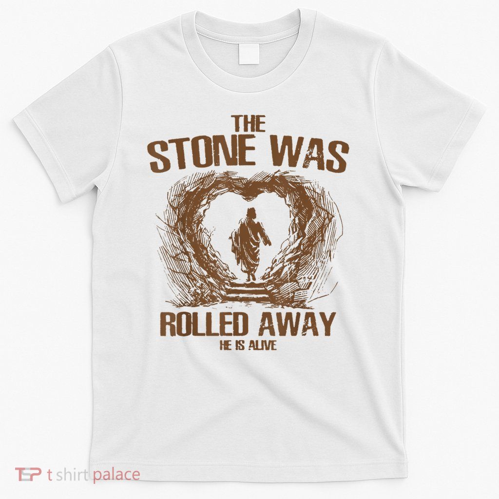 The Stone Was Rolled Away He Is Alive Retro Christian Easter T-Shirt